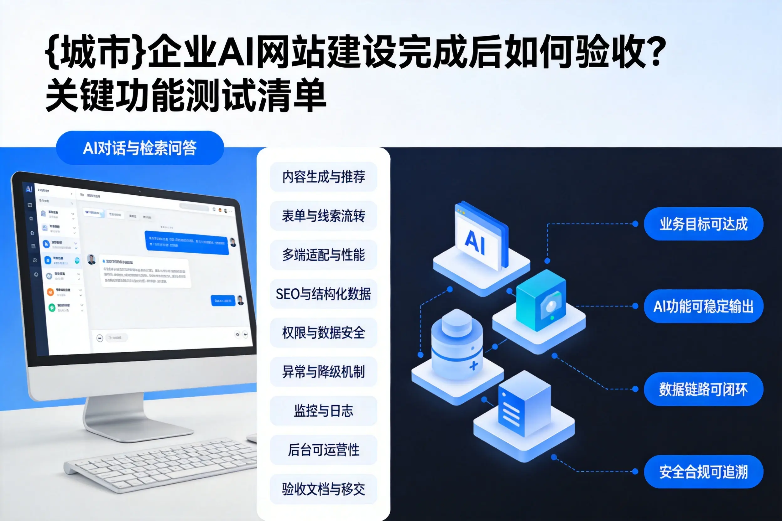 鹤岗企业AI网站建设完成后如何验收？关键功能测试清单