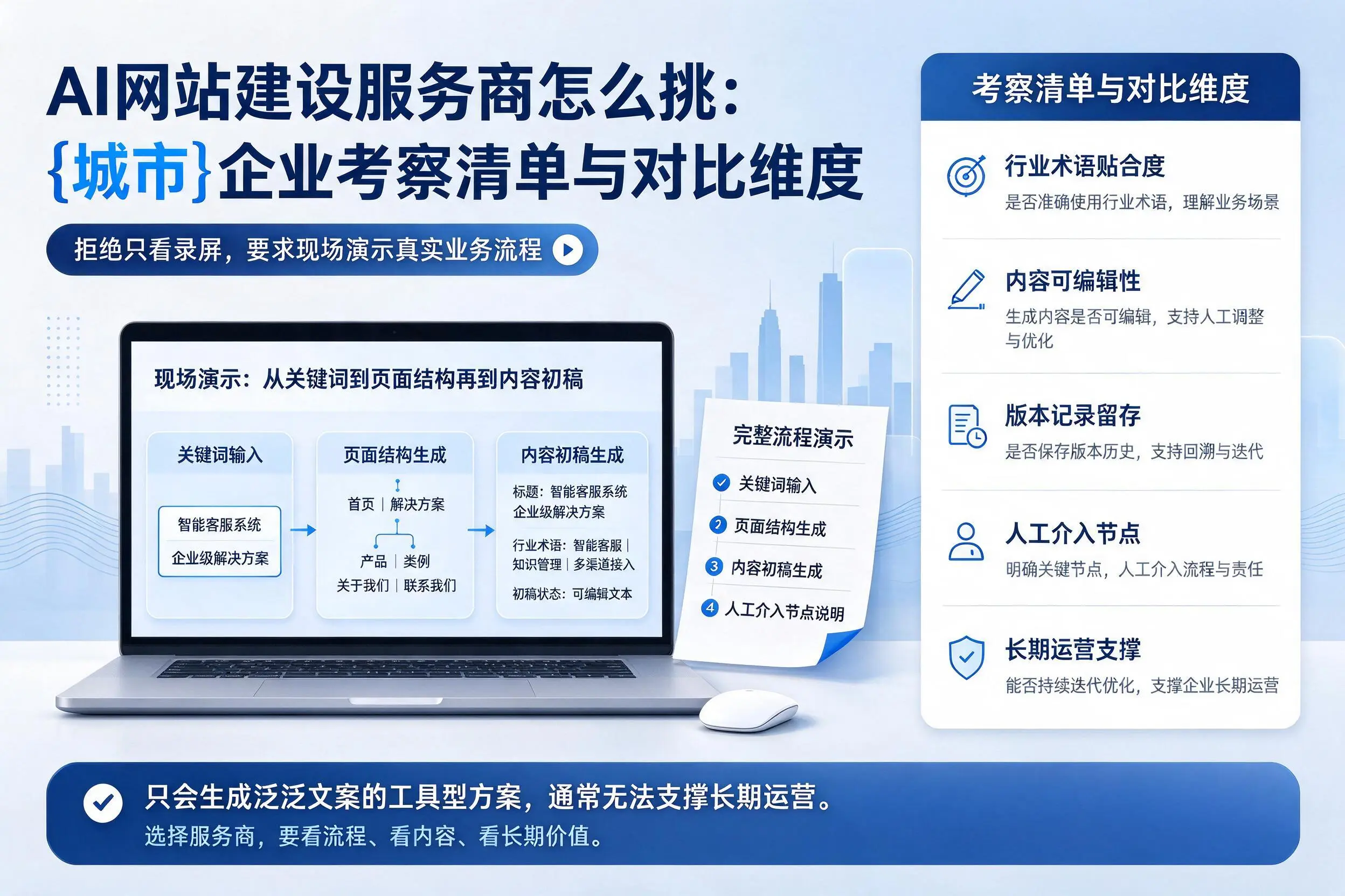 AI网站建设服务商怎么挑:鹤岗企业考察清单与对比维度